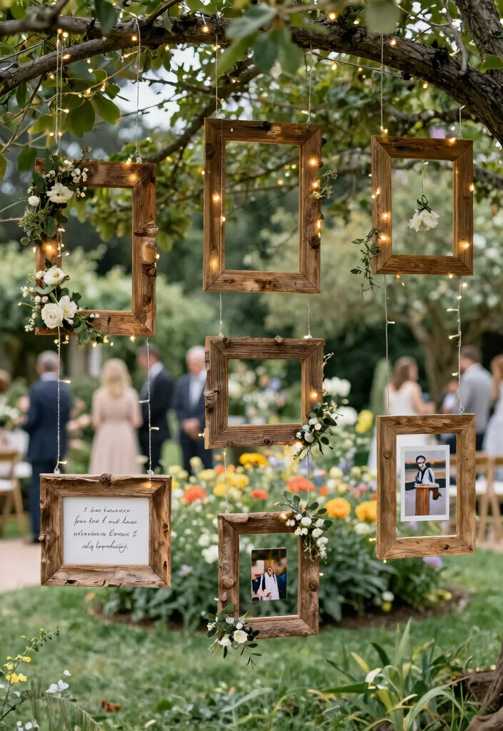 15 Wedding Hanging Decorations Ideas That Add Drama - 6. Rustic Wooden Frames 1