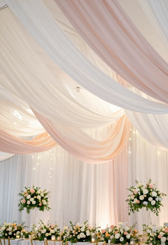15 Wedding Hanging Decorations Ideas That Add Drama - 9. Fabric Draping 1
