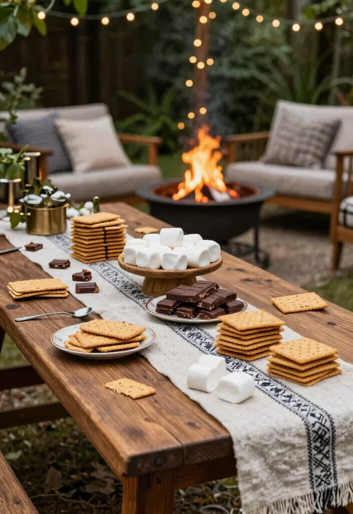 15 Wedding Treat Table Ideas That Look Deliciously Cute - 10. Rustic S’mores Bar 1