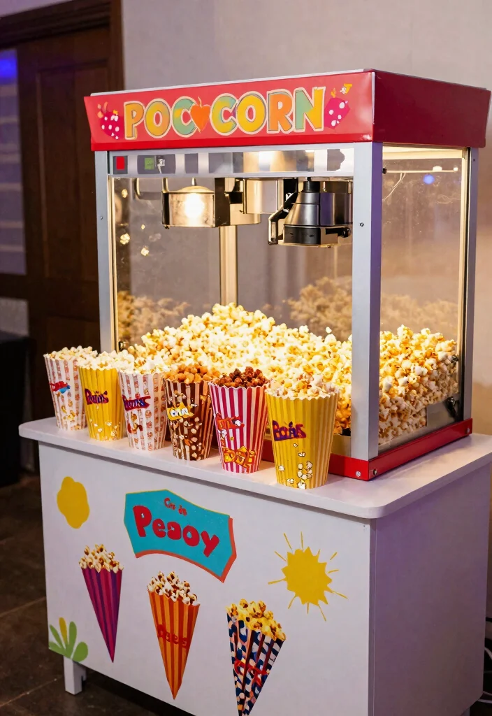 15 Wedding Treat Table Ideas That Look Deliciously Cute - 11. Cute Vegan Popcorn Station 1