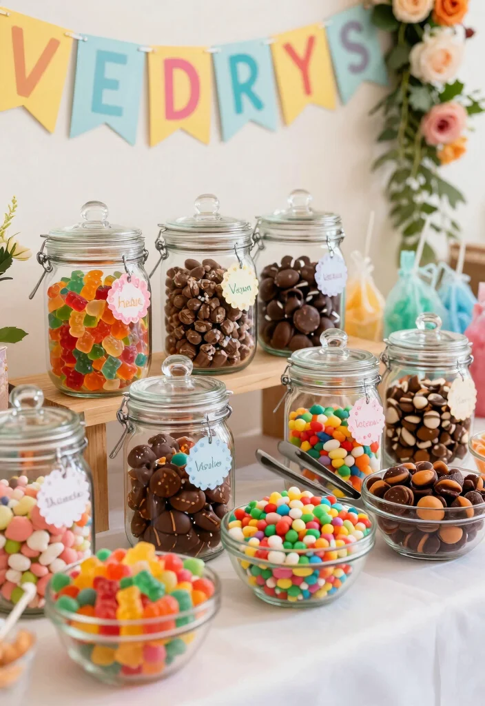 15 Wedding Treat Table Ideas That Look Deliciously Cute - 4. Fun DIY Candy Bar 1