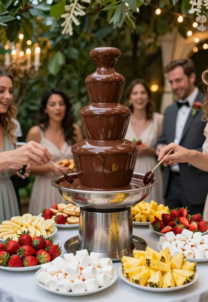 15 Wedding Treat Table Ideas That Look Deliciously Cute - 9. Delectable Vegan Chocolate Fountain 1