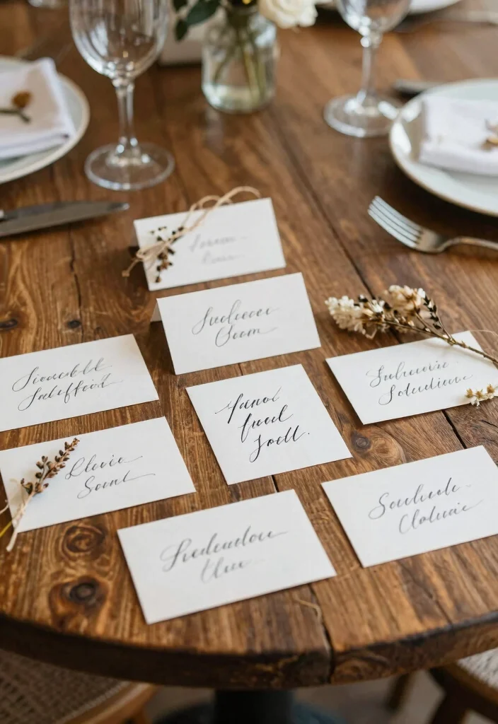 16 Head Table Decorations Wedding Ideas That Stand Out - 10. Handwritten Place Cards 1