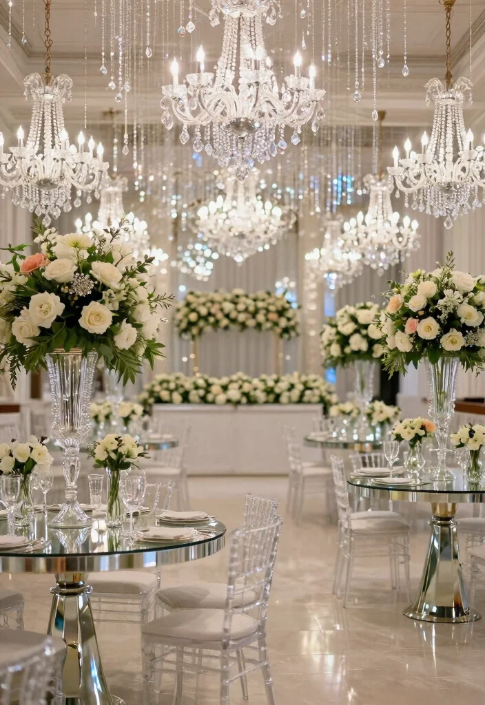 16 Indian Wedding Hall Decorations Ideas With Grand Style - 14. Crystal and Glass Accents 1