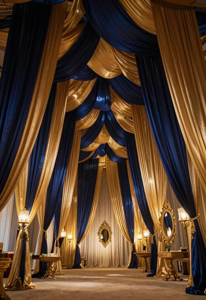 16 Indian Wedding Hall Decorations Ideas With Grand Style - 2. Luxurious Draping Techniques 1
