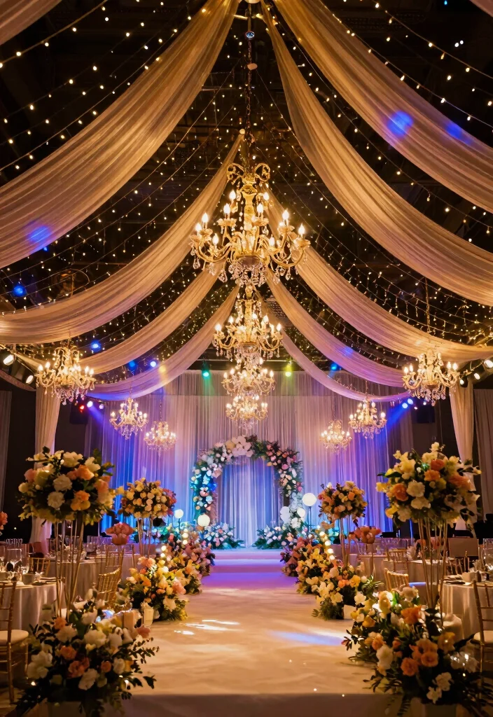 16 Indian Wedding Hall Decorations Ideas With Grand Style - 8. Unique Lighting Solutions 1