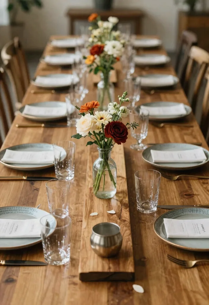 16 Long Table Wedding Decor Ideas That Feel Romantic - 12. Mixed Materials 1