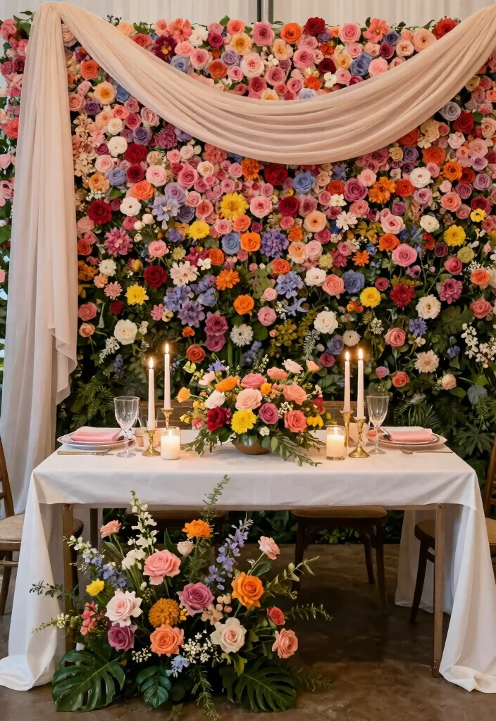16 Long Table Wedding Decor Ideas That Feel Romantic - 15. Creative Backdrops 1