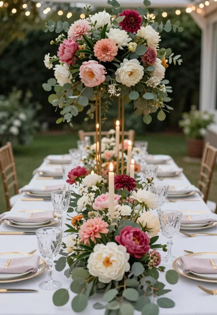 16 Long Table Wedding Decor Ideas That Feel Romantic - 3. Elegant Floral Centerpieces 1