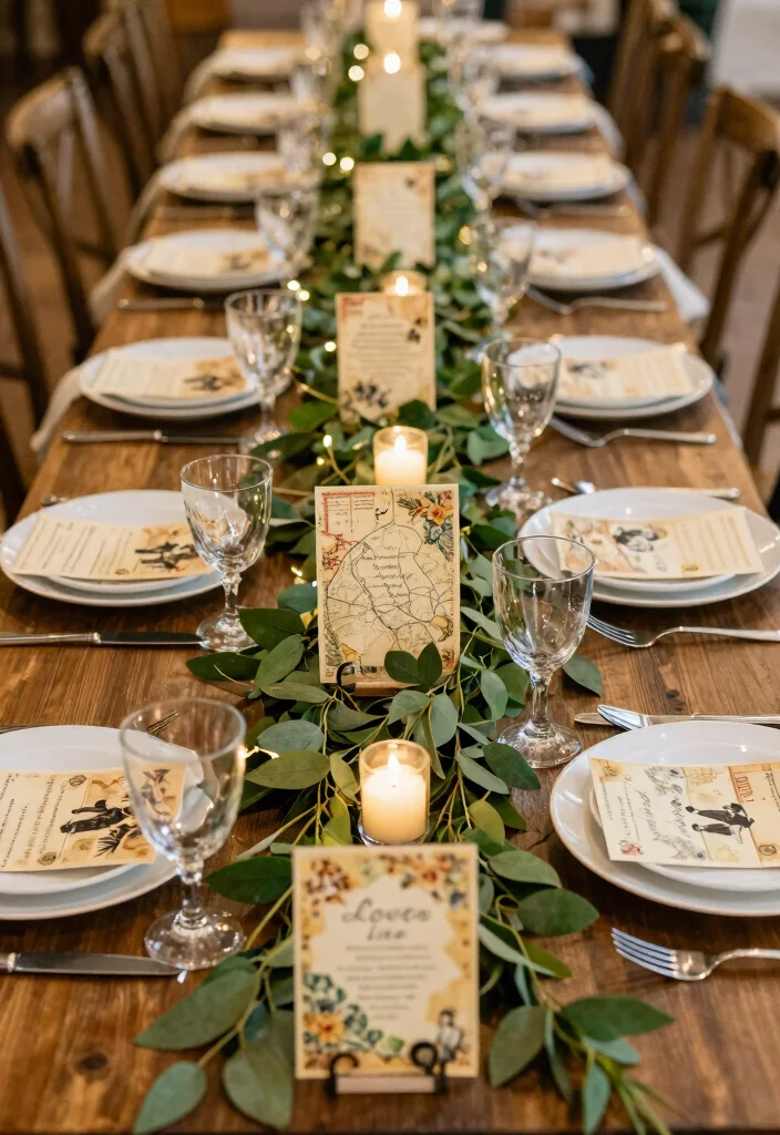 16 Long Table Wedding Decor Ideas That Feel Romantic - 6. Tabletop Themed Decor 1