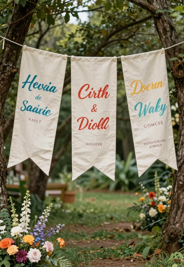 16 Outdoor Wedding Decorations Indian Ideas With Vibrant Charm - 15. Personalized Wedding Banners 1