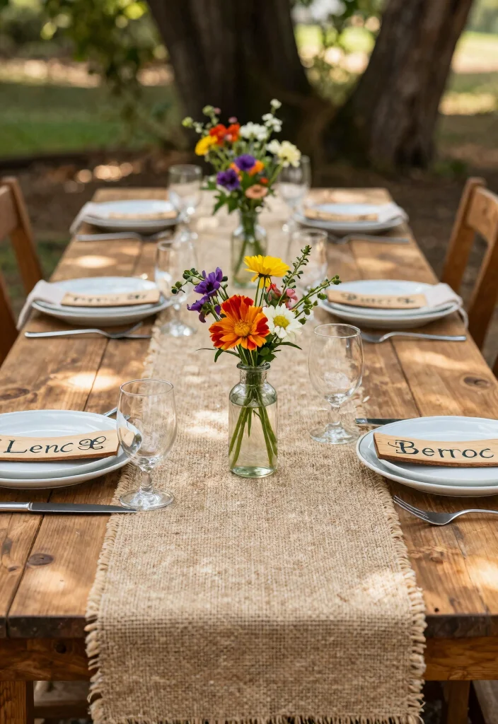 16 Outdoor Wedding Decorations Indian Ideas With Vibrant Charm - 2. Eco-Friendly Jute Table Runners 1
