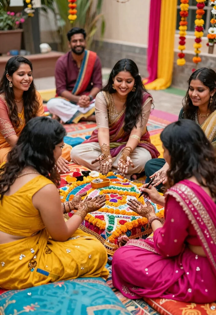 16 Outdoor Wedding Decorations Indian Ideas With Vibrant Charm - 7. Vibrant Mehndi Station 1