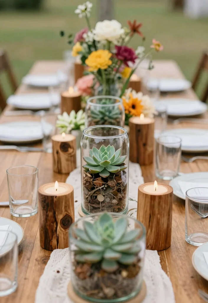 16 Outdoor Wedding Decorations Indian Ideas With Vibrant Charm - 8. Handcrafted Eco-Friendly Centerpieces 1