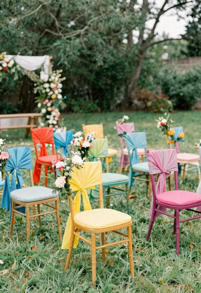 16 Outdoor Wedding Decorations Indian Ideas With Vibrant Charm - 9. Color-Coordinated Guest Seating 1