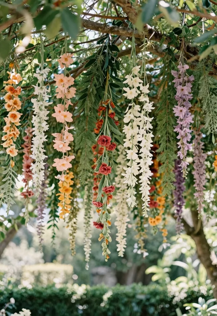 16 Outside Wedding Ceremony Decorations Ideas With Natural Beauty - 10. Hanging Florals and Greenery 1