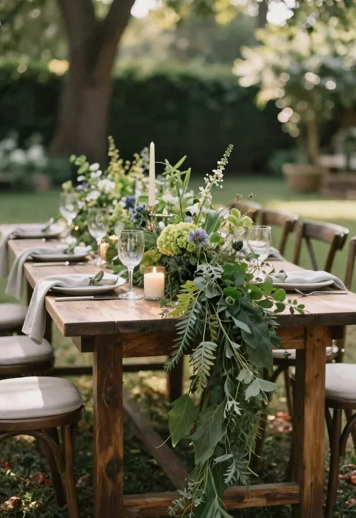 16 Outside Wedding Ceremony Decorations Ideas With Natural Beauty - 13. Greenery Table Runners 1