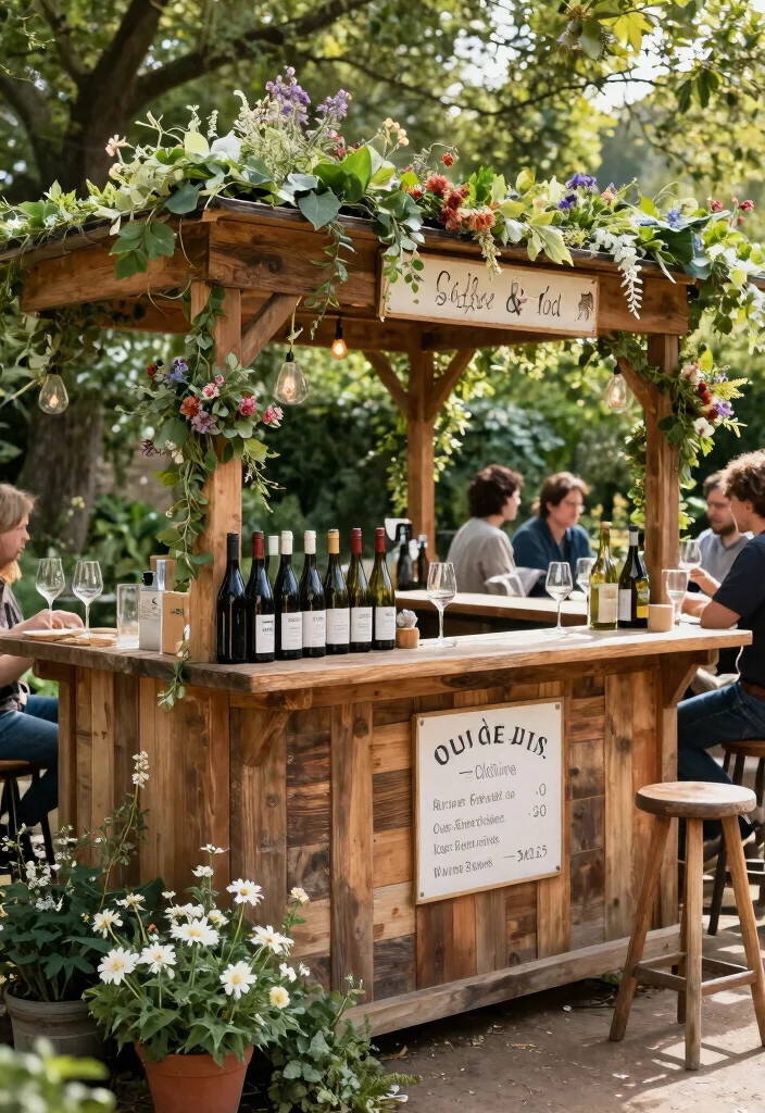 16 Outside Wedding Ceremony Decorations Ideas With Natural Beauty - 14. Organic Wine or Cider Bar 1