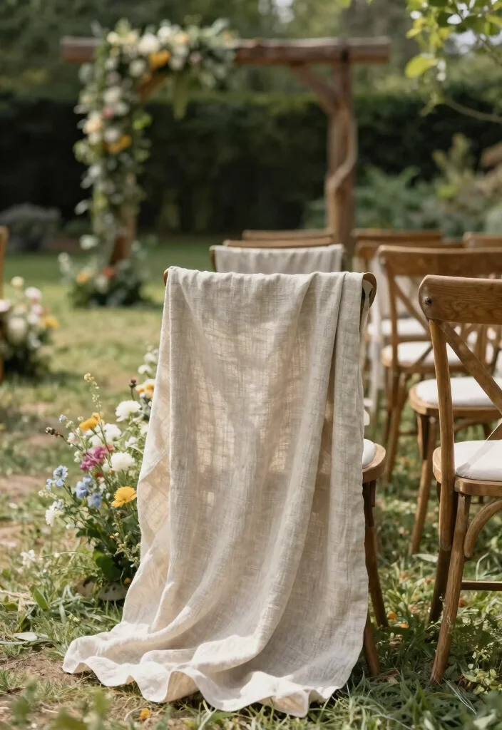 16 Outside Wedding Ceremony Decorations Ideas With Natural Beauty - 2. Natural Fabrics 1