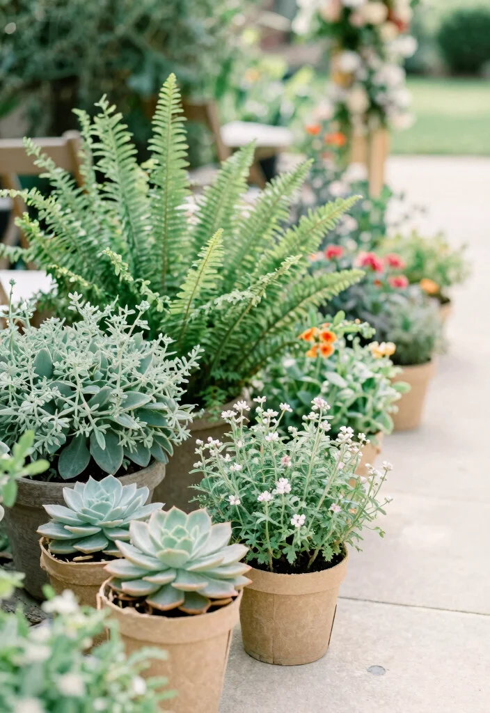 16 Outside Wedding Ceremony Decorations Ideas With Natural Beauty - 4. Potted Plants 1