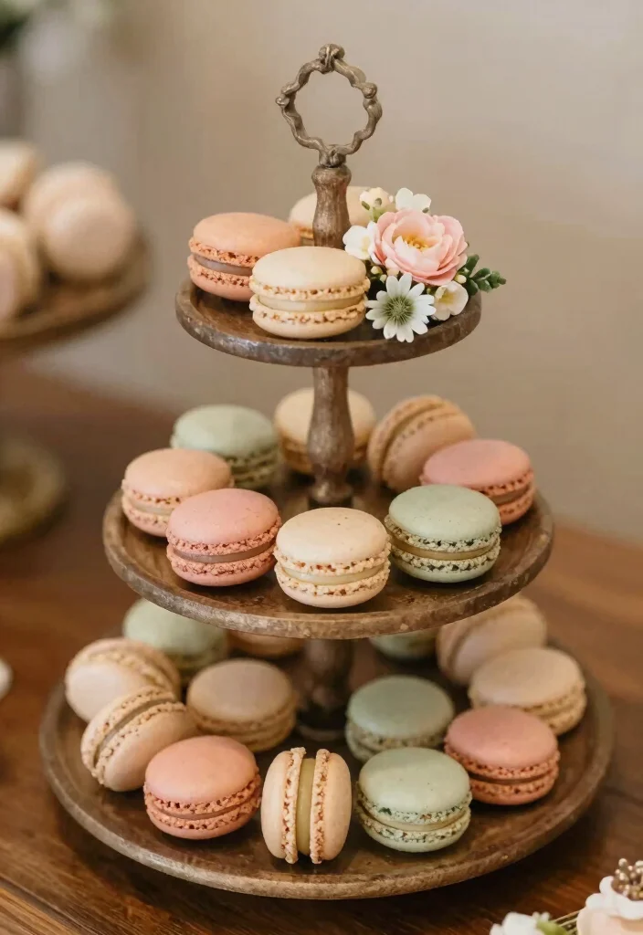16 Rustic Wedding Dessert Table Ideas With Cozy Charm - 14. Elegant Macarons 1