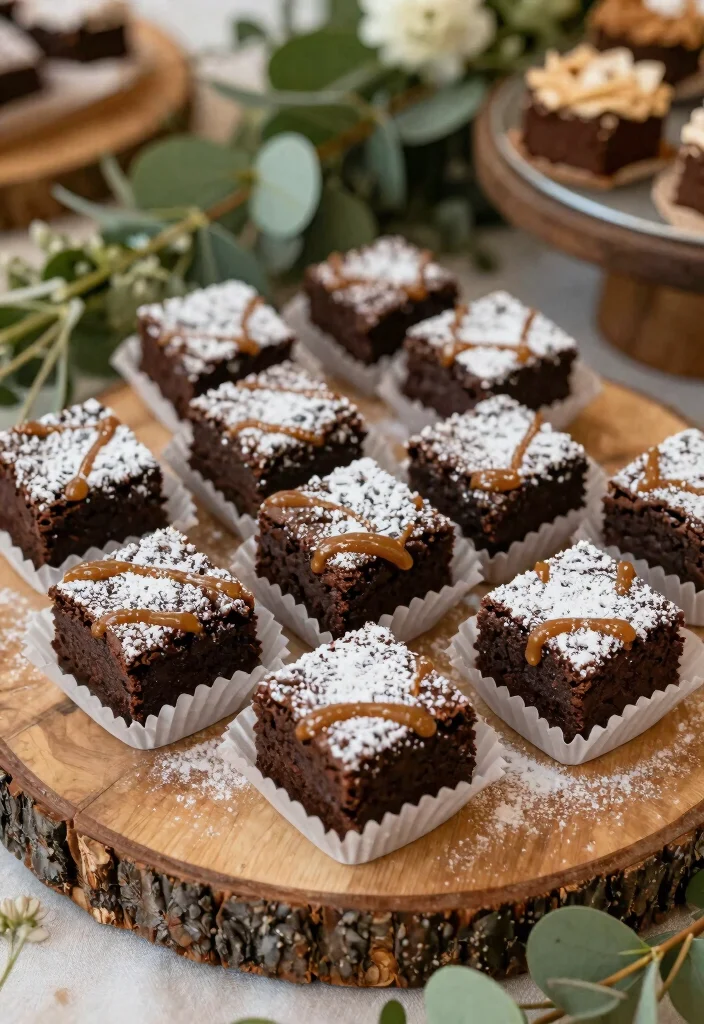 16 Rustic Wedding Dessert Table Ideas With Cozy Charm - 15. Rustic Brownie Bites 1