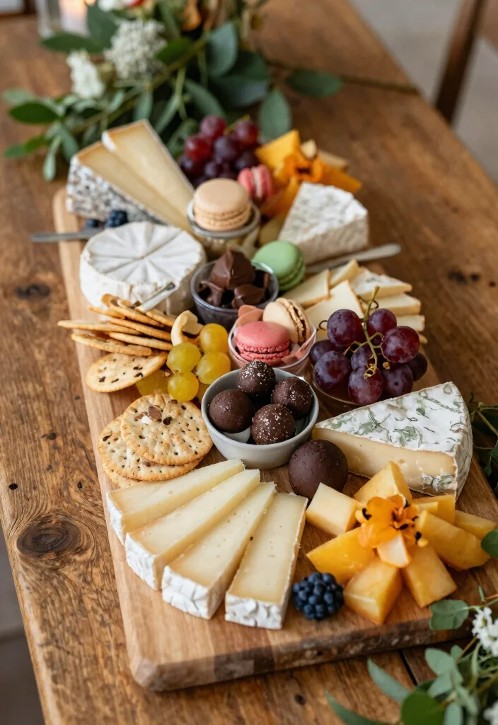 16 Rustic Wedding Dessert Table Ideas With Cozy Charm - 5. Rustic Cheese and Dessert Board 1