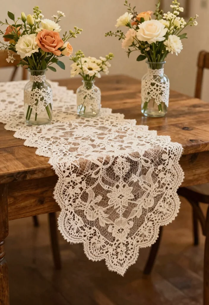 16 Simple Wedding Reception Decorations Ideas That Still Wow - 11. Vintage Lace Accents 1