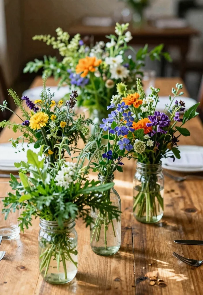 16 Simple Wedding Reception Decorations Ideas That Still Wow - 12. Herb and Flower Bouquets 1