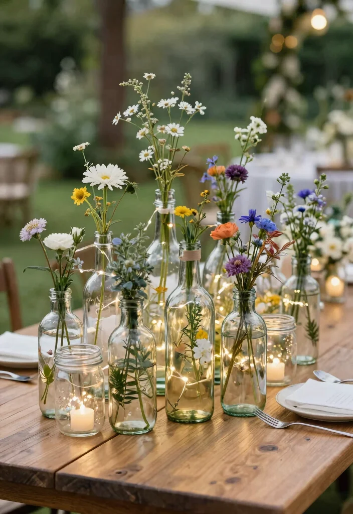16 Simple Wedding Reception Decorations Ideas That Still Wow - 3. Recycled Glass Decor 1