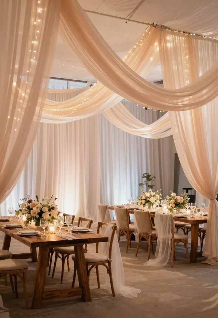 16 Simple Wedding Reception Decorations Ideas That Still Wow - 5. Fabric Draping 1