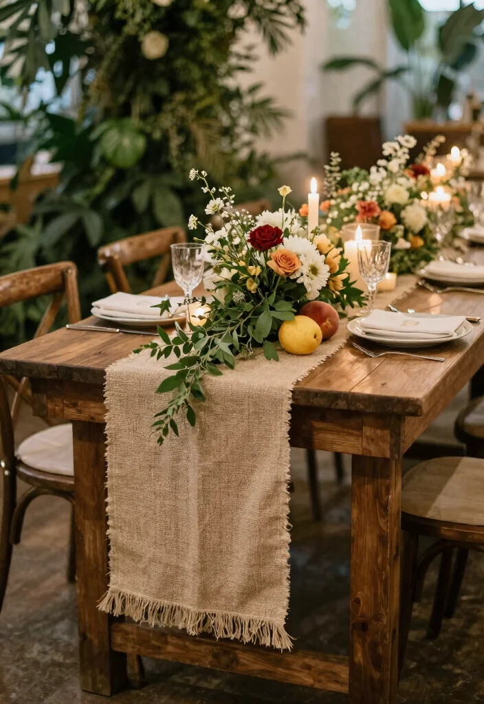 16 Simple Wedding Reception Decorations Ideas That Still Wow - 6. Natural Table Runners 1