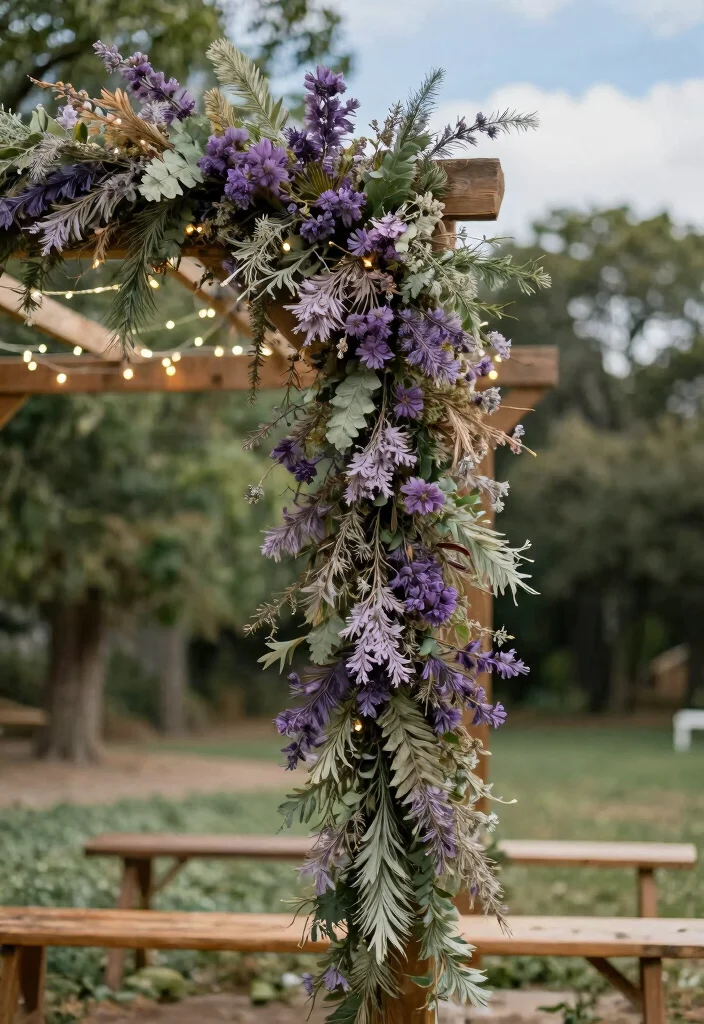16 Wedding Arbor Decorations Ideas With Dreamy Florals - 1. Dried Flower Garland 1