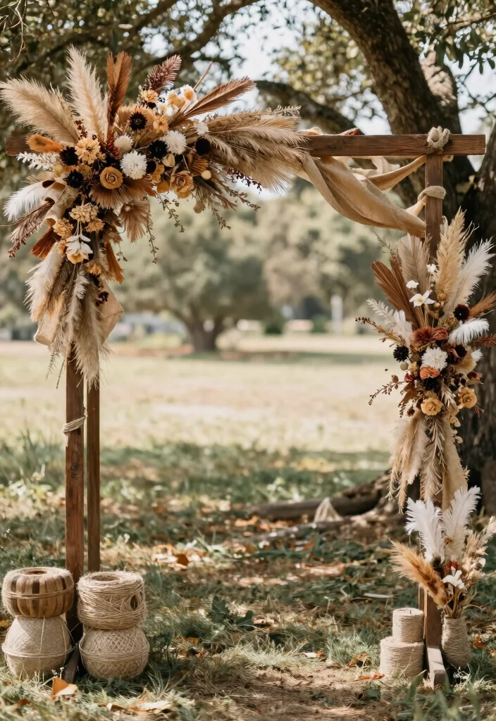 16 Wedding Arbor Decorations Ideas With Dreamy Florals - 12. Unique Textured Accents 1