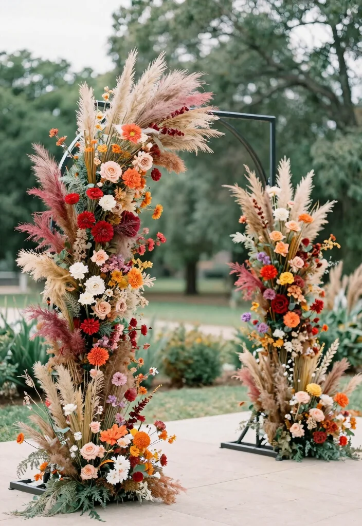 16 Wedding Arbor Decorations Ideas With Dreamy Florals - 16. Asymmetrical Floral Design 1