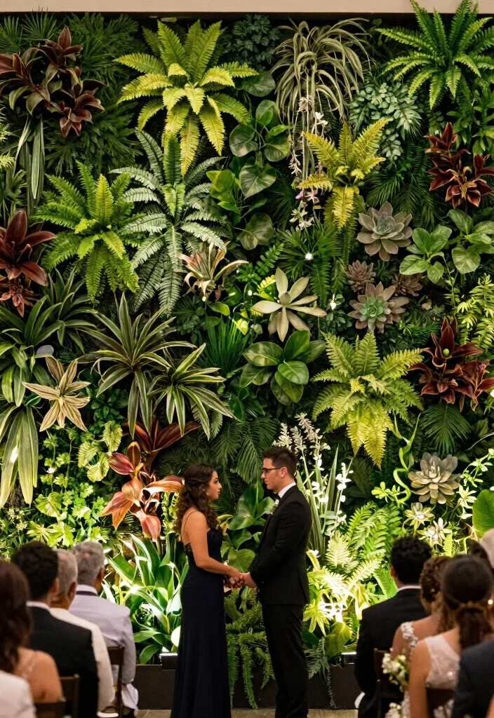 16 Wedding Backdrop Design Indoor Ideas That Wow Guests - 1. Living Plant Wall 1