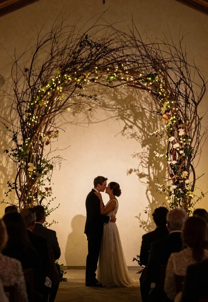 16 Wedding Backdrop Design Indoor Ideas That Wow Guests - 13. Natural Branches and Twigs 1