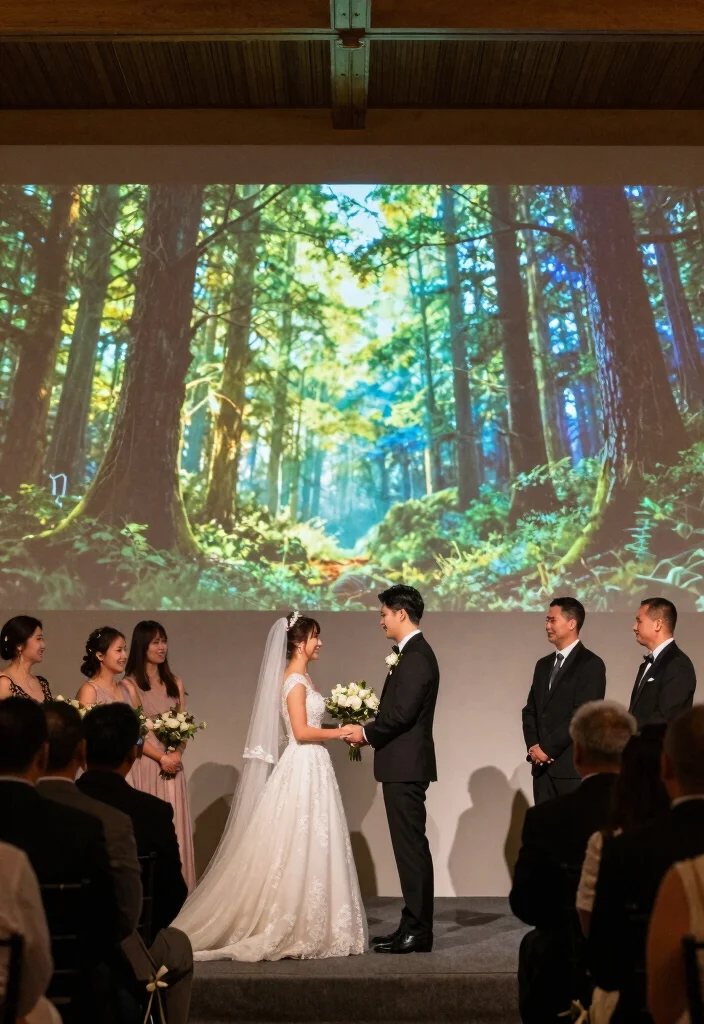 16 Wedding Backdrop Design Indoor Ideas That Wow Guests - 16. Eco-Friendly Projection Backdrops 1