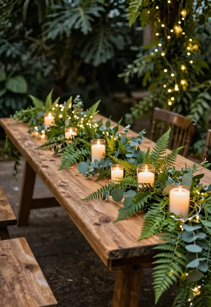 16 Wedding Backdrop Reception Head Table Ideas That Shine - 1. Lush Greenery and Fairy Lights 1