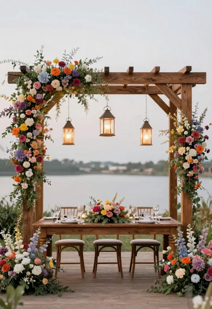 16 Wedding Backdrop Reception Head Table Ideas That Shine - 3. Wooden Arches with Blooms 1