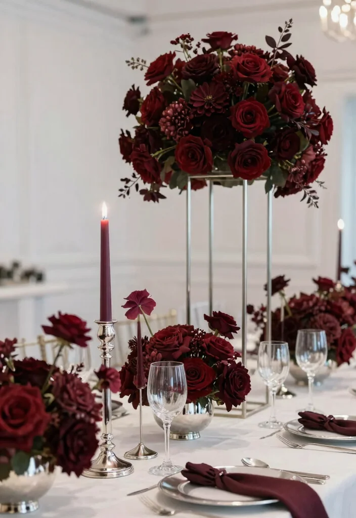 16 Wedding Decorations Burgundy Ideas With Rich Romance - 14. Burgundy and Silver Accents 1