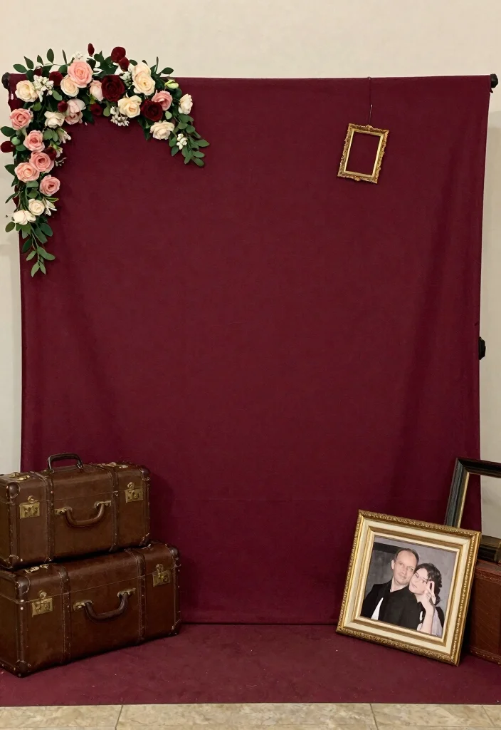 16 Wedding Decorations Burgundy Ideas With Rich Romance - 8. Burgundy Backdrop for Photo Booth 1