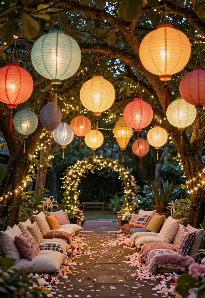 16 Wedding Decorations at Home Ideas That Feel Magical 16 16 Wedding Decorations at Home Ideas That Feel Magical - 6. Charming Paper Lanterns 1