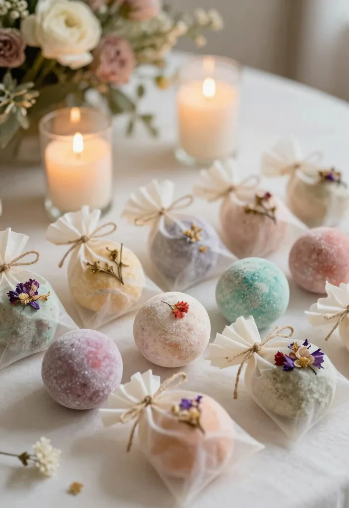 16 Wedding Favor Table Ideas That Look Stunning - 11. Natural Bath Bombs 1