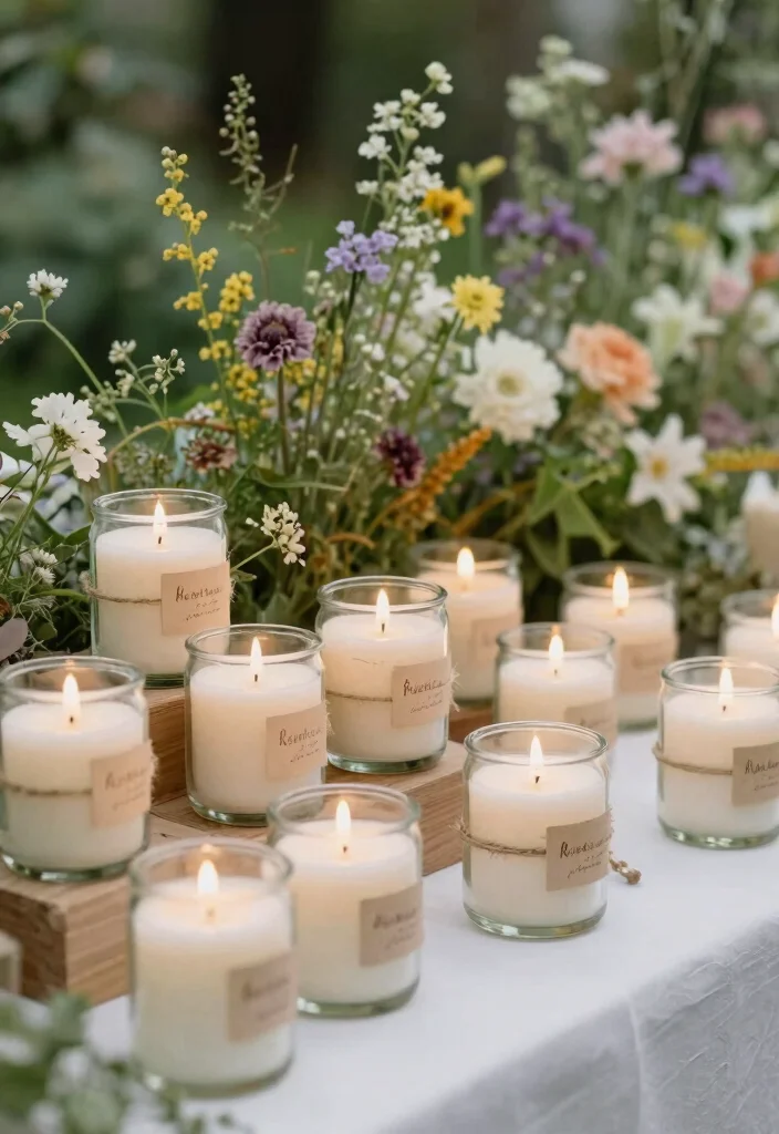16 Wedding Favor Table Ideas That Look Stunning - 4. Eco-Friendly Candles 1