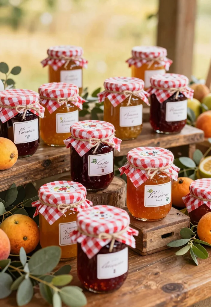 16 Wedding Favor Table Ideas That Look Stunning - 5. Gourmet Jars of Jam 1