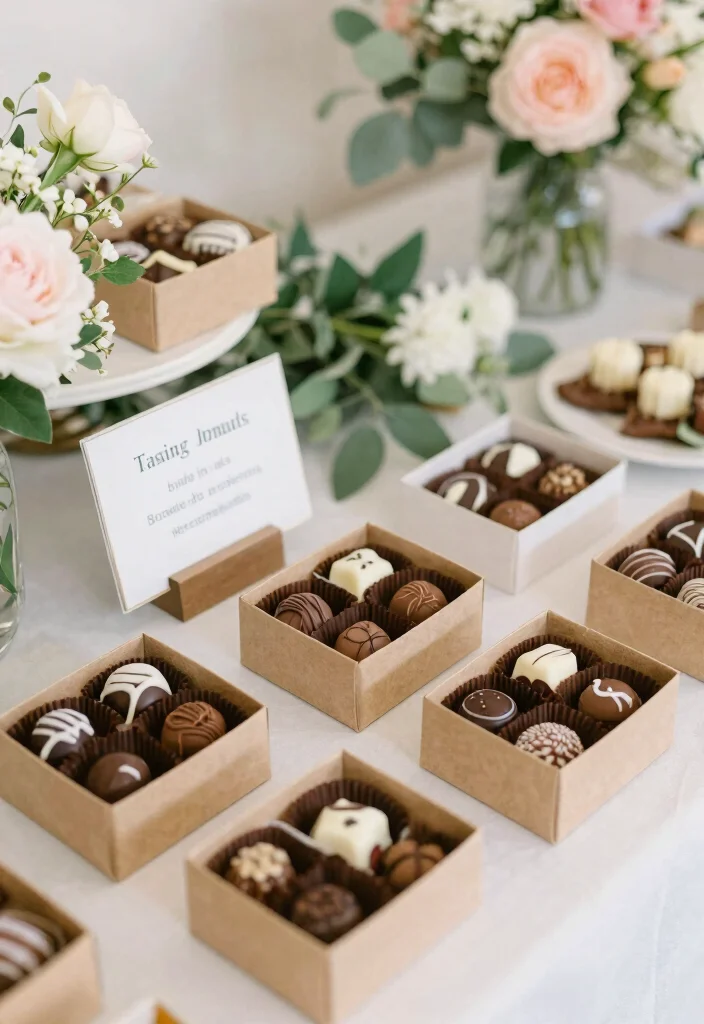 16 Wedding Favor Table Ideas That Look Stunning - 9. Local Artisan Chocolates 1