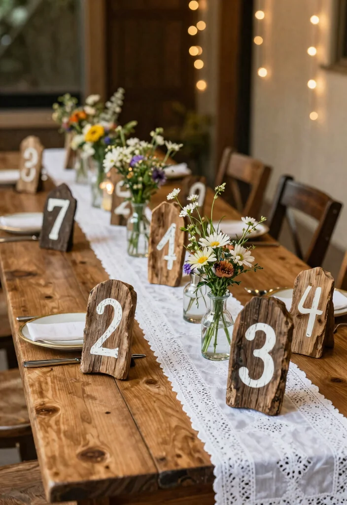 16 Wedding Table Numbers 2026 Trending Ideas That Feel Creative - 1. Driftwood Table Numbers 1