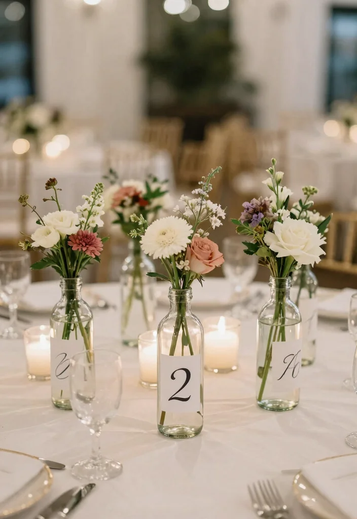 16 Wedding Table Numbers 2026 Trending Ideas That Feel Creative - 12. Glass Bottle Table Numbers 1