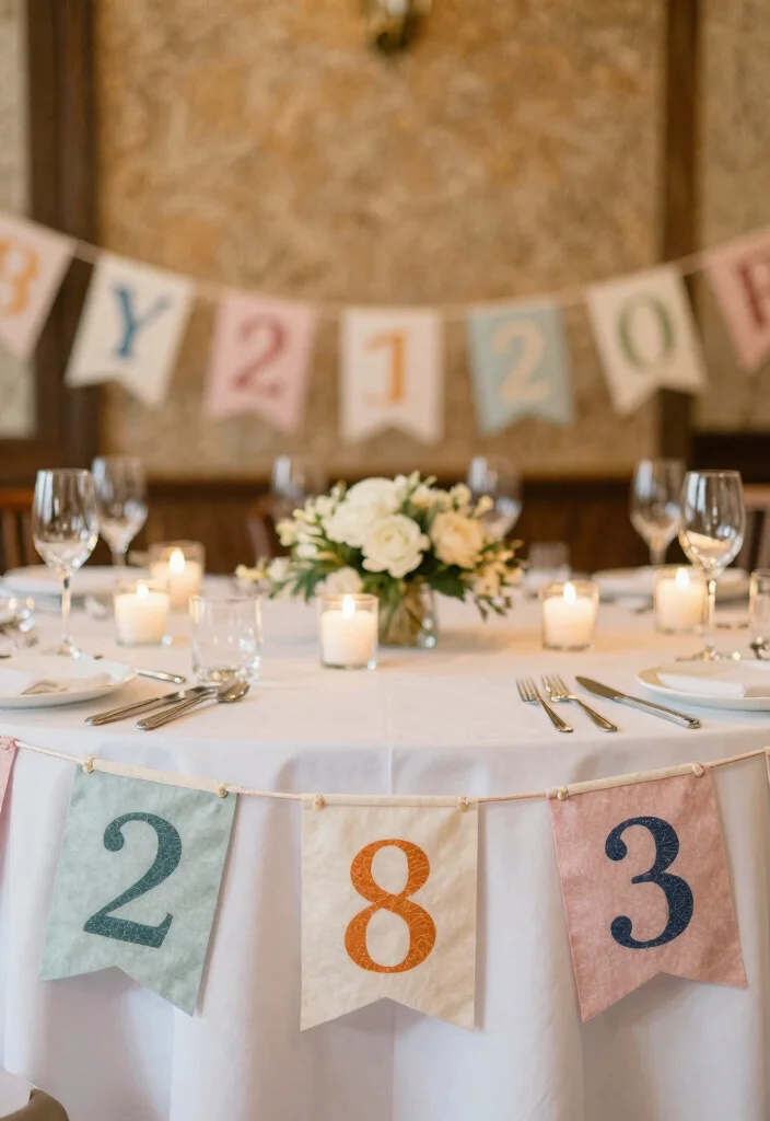 16 Wedding Table Numbers 2026 Trending Ideas That Feel Creative - 15. Fabric Banner Table Numbers 1
